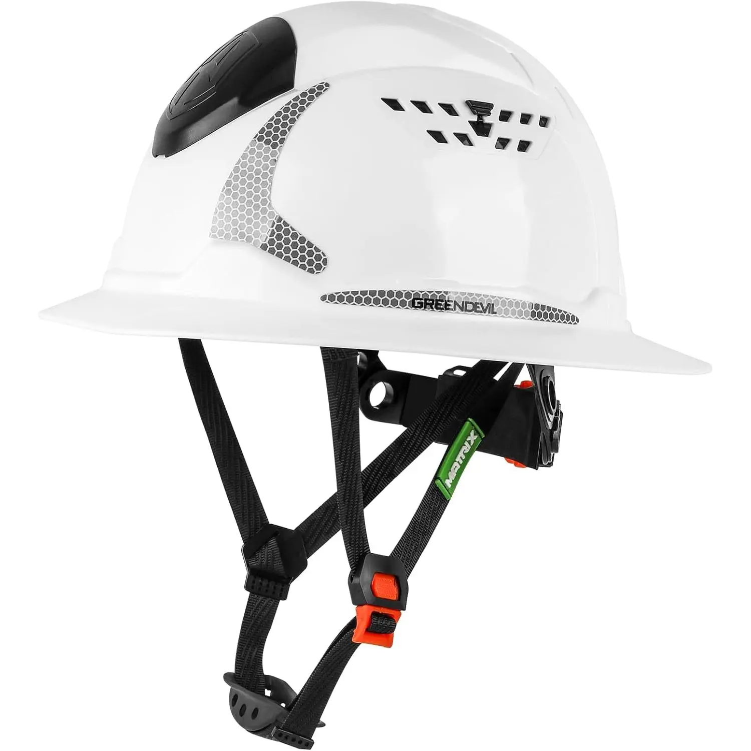 Breathable Full Brim Bump Cap - Wide Full Brim, 6-Point Dial Fit, Adjustable Sliding Vents for Airflow Control, Chin Strap, 360° Low-Light Visibility Reflective Strip for Outdoor Work