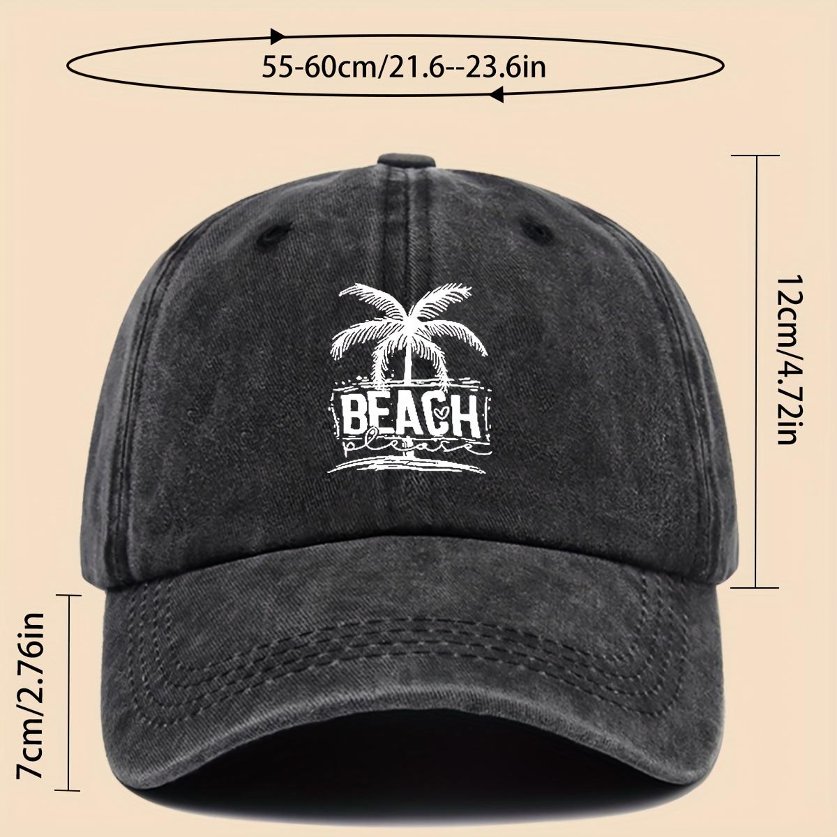 "Cool & Breezy" Unisex Washed Baseball Cap - Tropical Palm Tree And Beach Print, Adjustable Urban Skater Hat for Couples, Breathable Sun Protection for Surfing, Cycling, Hiking, Parties! Perfect Gift for Birthdays - Beachy Vibes Meet City Style!