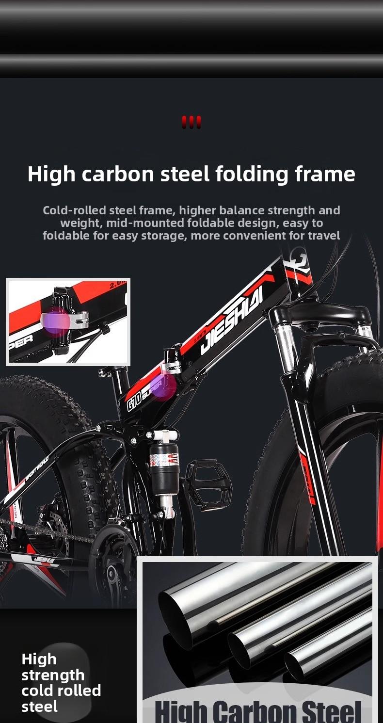 Folding Wide Tire Bicycle Large Thick Wheel Snow Bike Off-road Dual Disc Brake Shock Absorption Speed Mountain Bike for Men and Women Students Folding Wide Tire Bicycle Large Thick Wheel Snow Bike Off-road Dual Disc Brake Shock Absorption Speed Mountain Bike for Men and Women Students