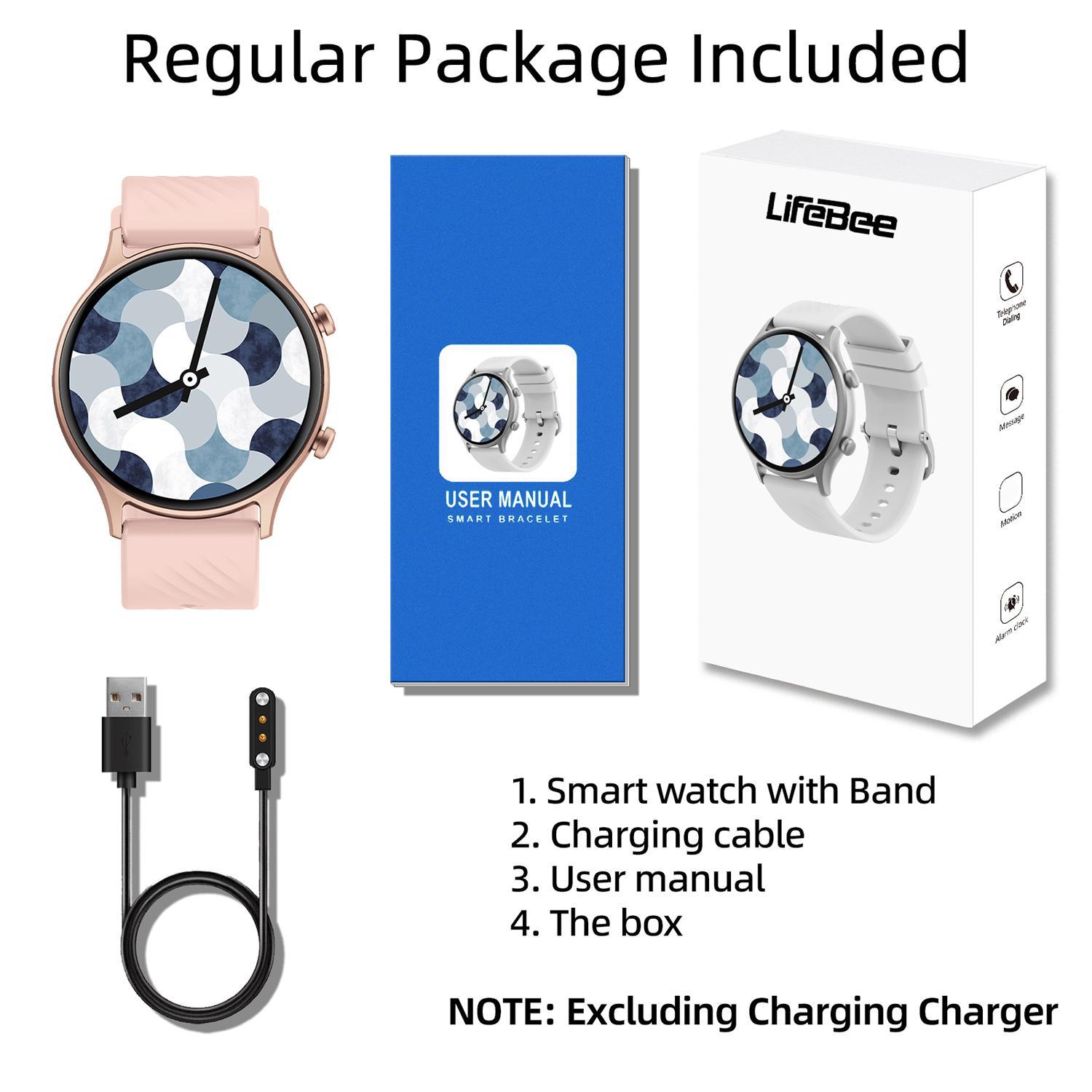 LIFEBEE Multifunctional Smart Watch for Women Men, (Answer/Make Calls) Fashionable Digital Health Smartwatch IP67 Waterproof Activity Sports Tracker for Women Men Wristwatch