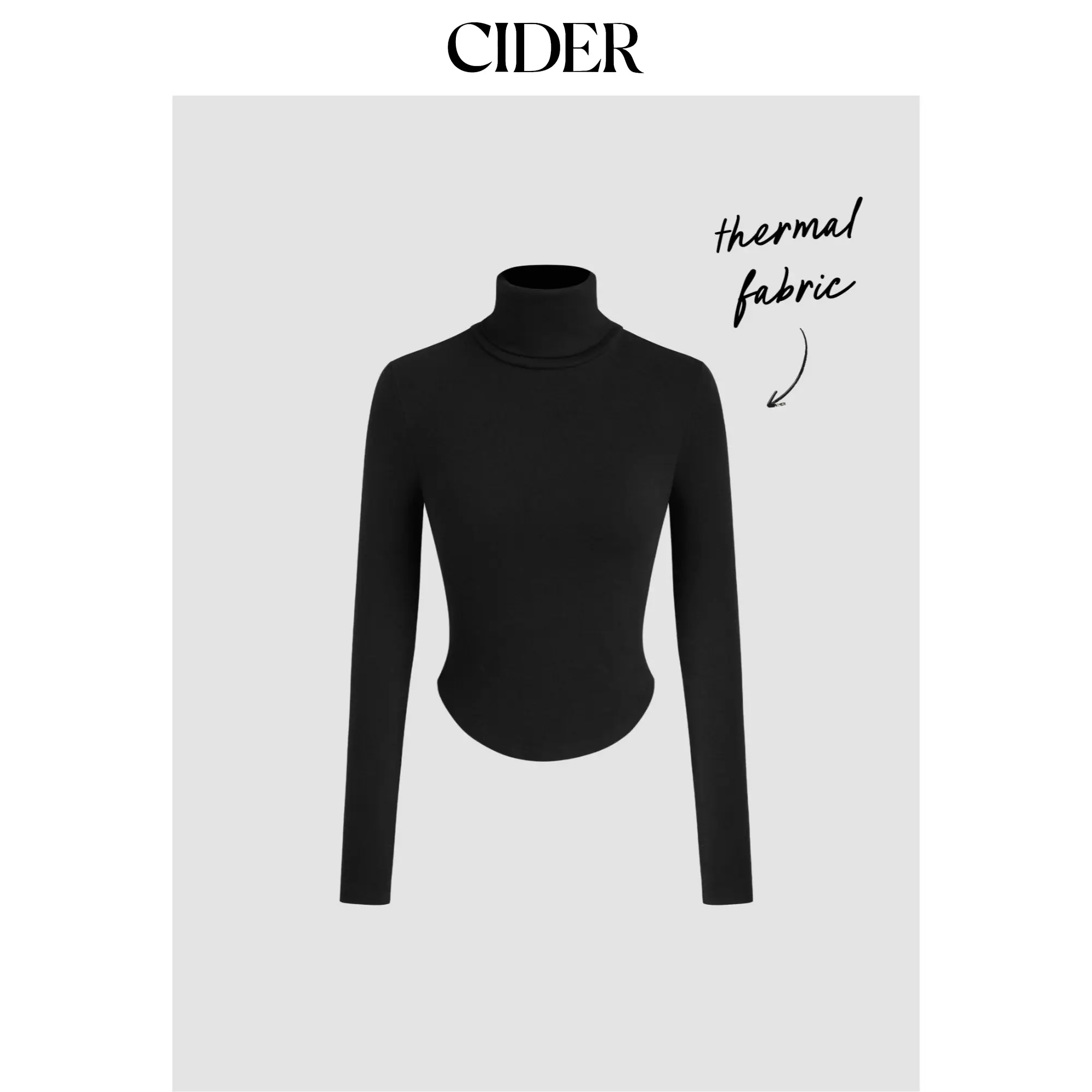 Cider [3 colors, size 2-10] Thermal Cotton-blend High Neck Thumb Hole Solid Long Sleeve Tee