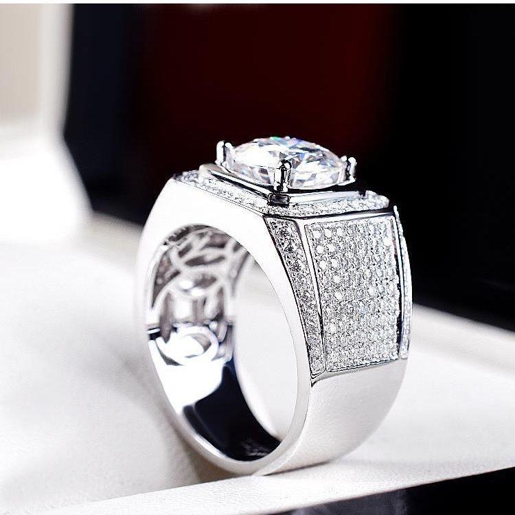 1-3Carat Lab Grown Diamond Men's Ring D Color,VS,Real Gold 10K/14K/18K Wedding Band Promise Rings for Him/Husband Fine Jewelry Gifts for Valentine's Day Fathers Day