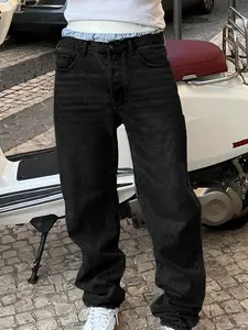 Men's Trendy Fashion Casual Streetwear Fitted Washed Denim Jeans, Stylish Full-length Design, Perfect for Everyday Wear & Outdoor Activities Pants