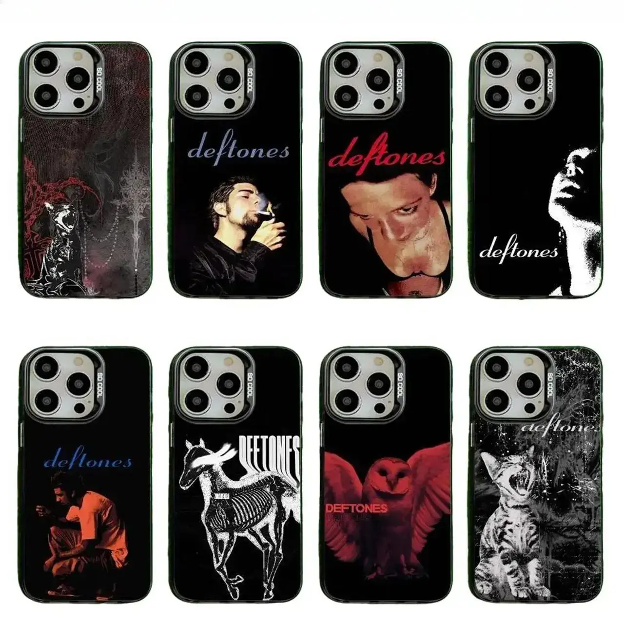 Deftones Band D Design Durable Shockproof Matte Silicone Smartphone Casing - Black Background Gray Cover for IPhone 17 Pro Max,16,15,14,13,12,11,Pro & Samsung Galaxy S26,S25,S24,S23,S22,S21 Ultra,Plus,FE