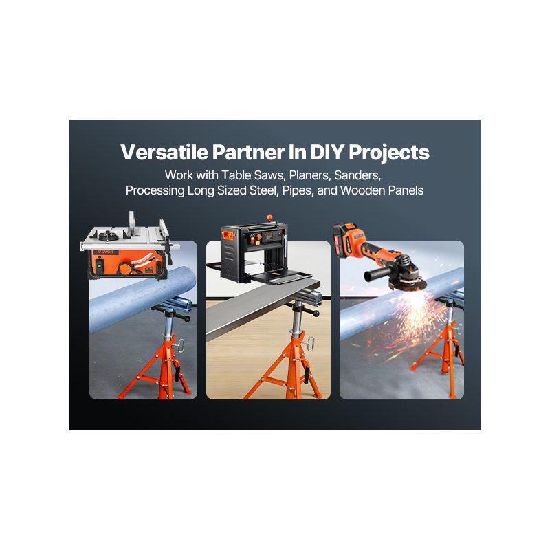 VEVOR Roller Stand, Heavy Duty 2500 LBS Load Capacity, 27.6-52 Height Adjustable, 45# Steel Folding Roller Support Stand for Pipes, Wooden Boards