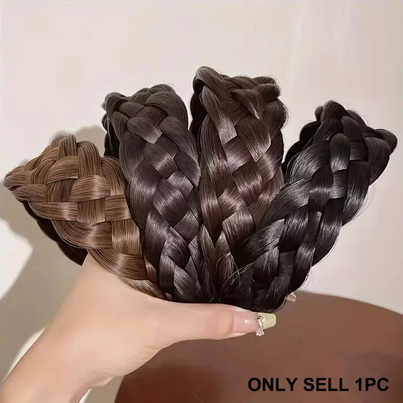 1.57 Inch Wide Hairband, Braided Fishbone Design, High Crown Volume, Loose Fit Headband for Women, Stylish Accessory