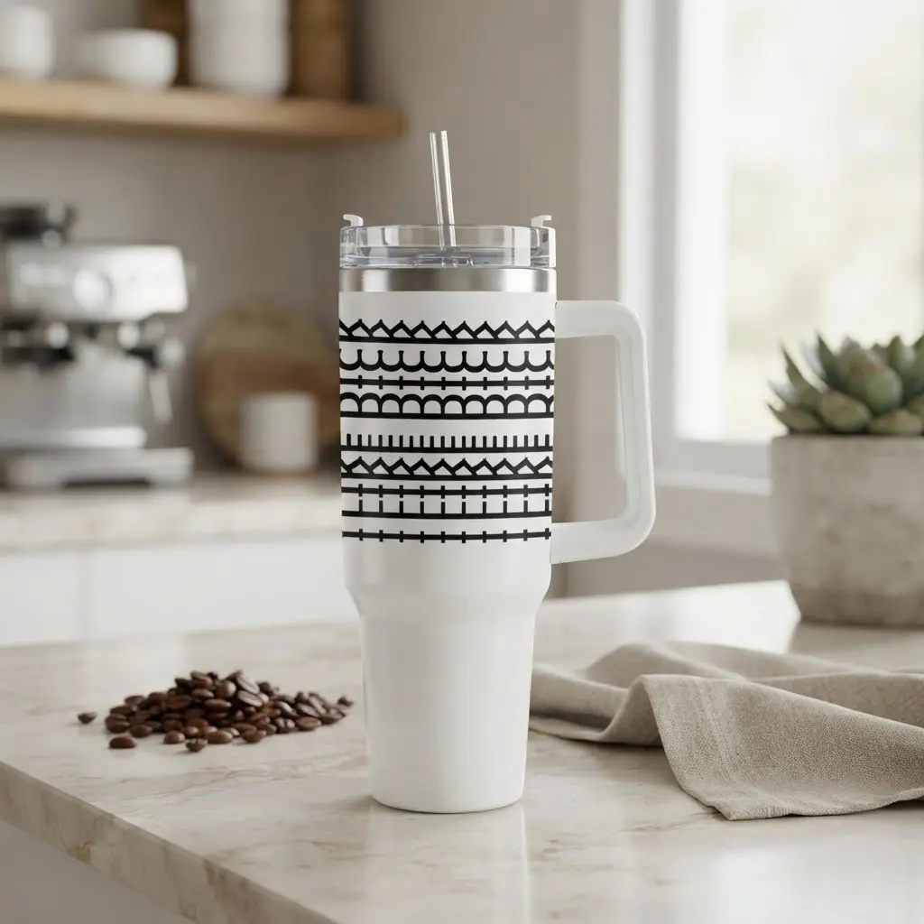Hidden Message Tumbler 40oz Insulated Tumbler with Handle and Straw - Hidden Message Pattern - Stainless Steel Travel Mug - Funny Sarcastic Gag Gift for Friends & Coworkers - Car Cup Holder Friendly