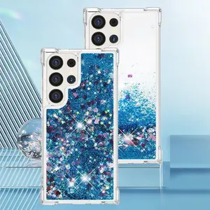 Bling Glitter Liquid Quicksand Phone Case For Samsung Galaxy S25 Edge S24 S23 S22 Ultra S21 Plus S20 FE 5G Anti Fall Clear Cover