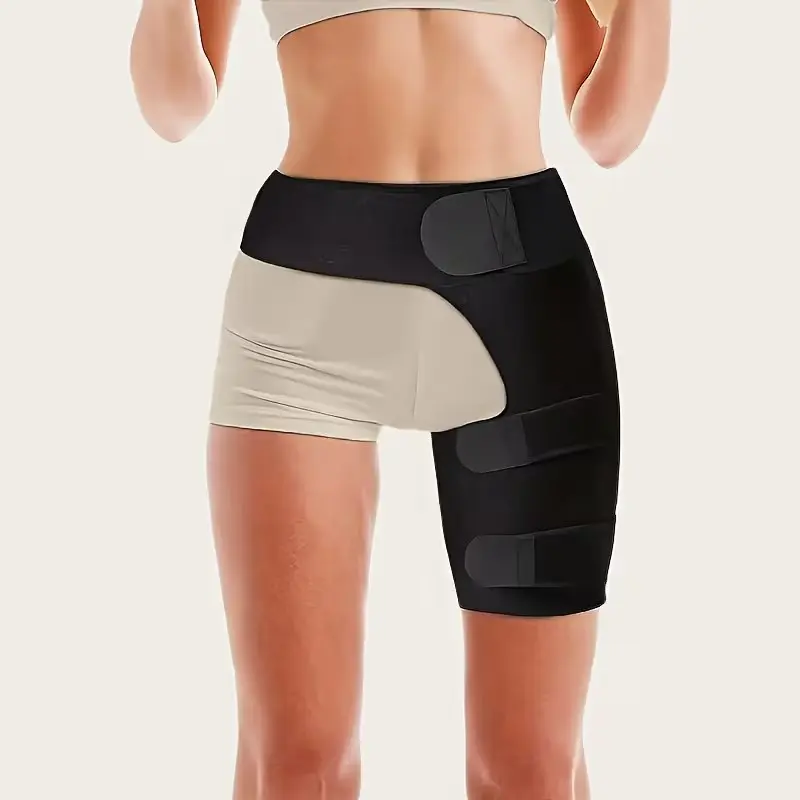 Adjustable Hip Thigh Support Brace, Dual Wrap Compression, Non-Slip Breathable Groin Belt, for Basketball Soccer Workout, All Seasons