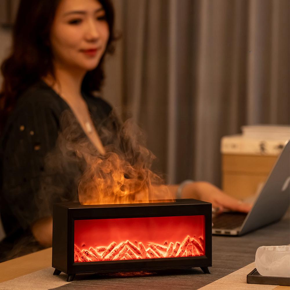 Flame Wall Fireplace Aroma Diffuser: 7-Color Flame Effect, 220ML Ultrasonic Cool Mist, Timer & Auto Shut-Off, for Large Rooms/Bedrooms/Office