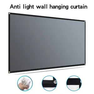 60-133 inch metal anti light projection screen hook model 16:9, portable folding and easy to carry projection screen, black edge perforated screen with free hook, suitable for low lumen projectors