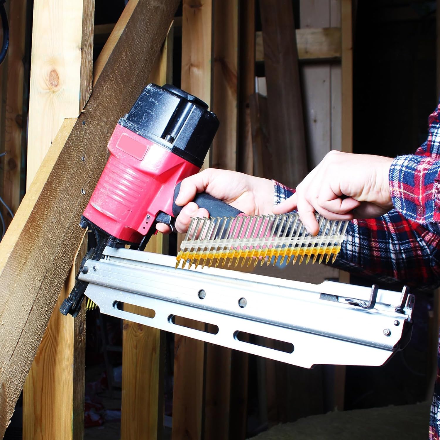 Framing Nails, 21 , Flat D , Galvanized, Ring Shank, Plastic Row Fixed, 21  Framing Nails for Use in All  Treated Lumber (1000 Count,2-3/4 Inch x 0.120 Inch)