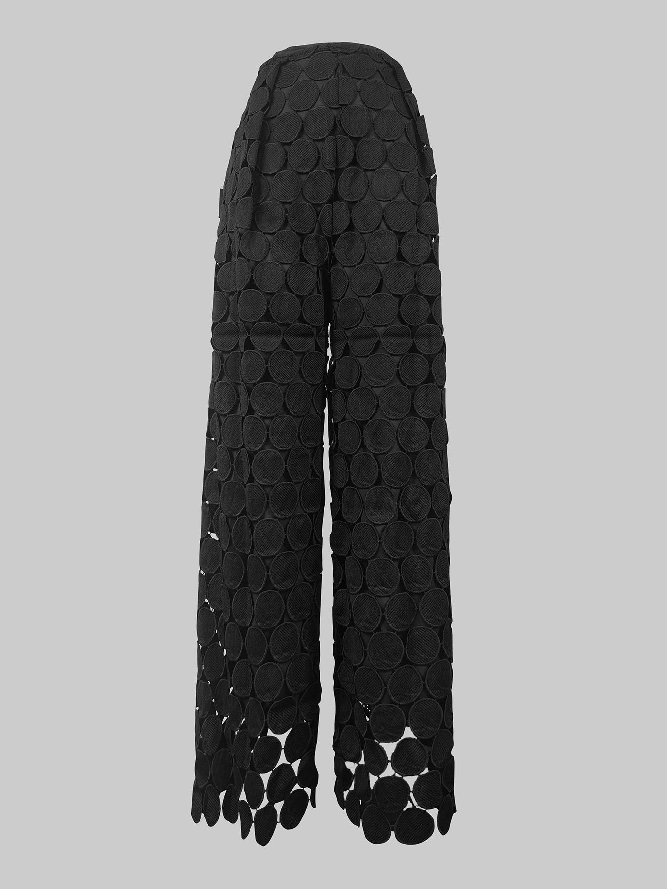 Women's Plain Black Hollow Out Wide Leg Pants, Casual Comfy High Waist Trousers for Daily Wear, Ladies Bottoms for All Seasons