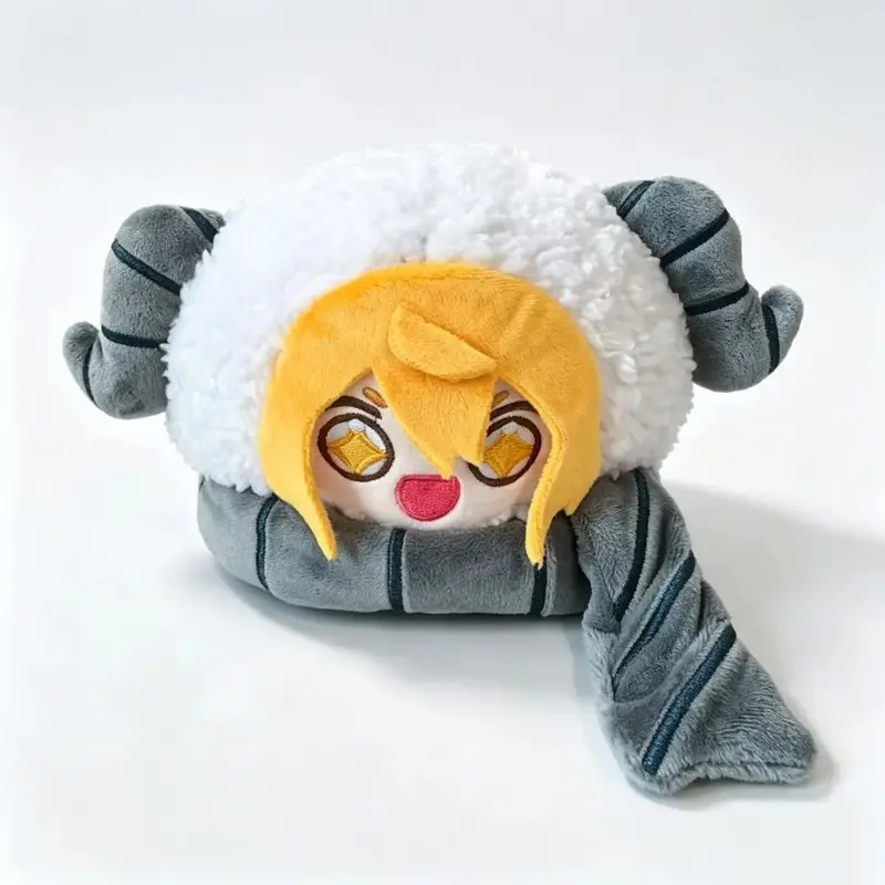 Limbus Company Don Quixote Mochi Plush Toy, Super Soft Fluffy Sheep Horn Stuffed Pillow, Cute Game Character Collectible Doll for Project Moon Fans