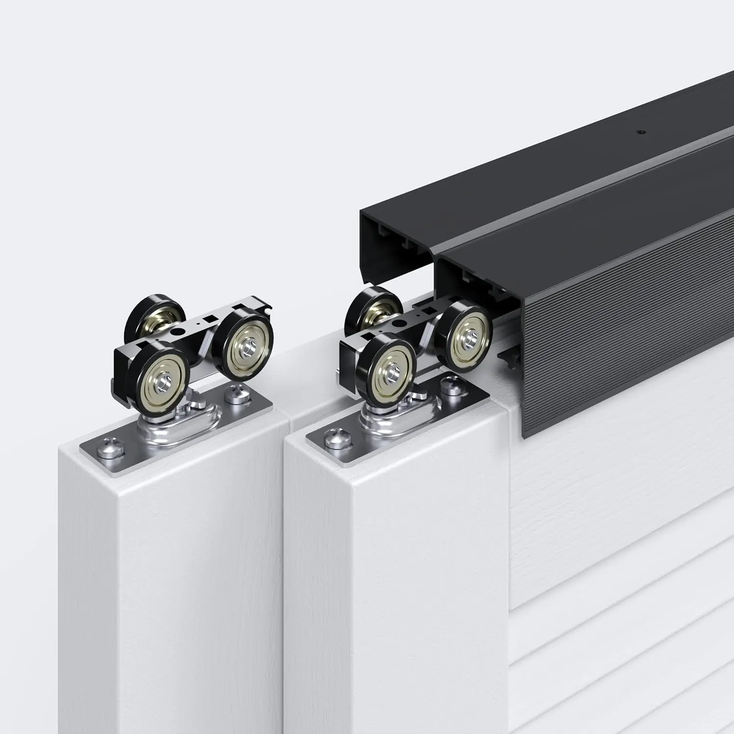 4 FT 48in Bypass Double Sliding Pocket Door Hardware Kit, Commercial Grade , Quiet, Easy Install, Black