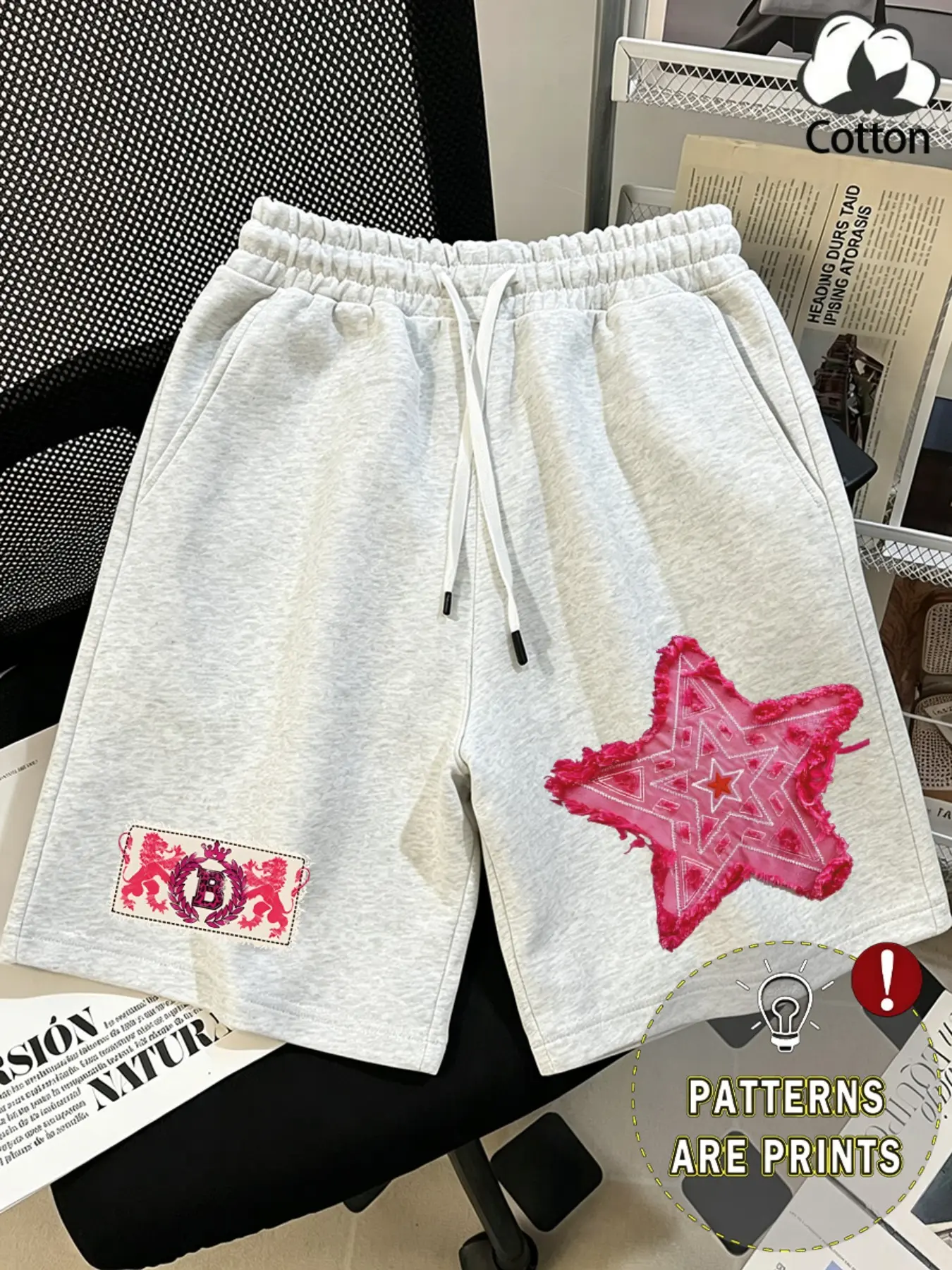 Light Plain Casual Gym Shorts, Plain Drawstring Shorts, Soft Hemp Texture, Comfortable Fabric, Loose Knee-Length, Simple Daily Style for Teens