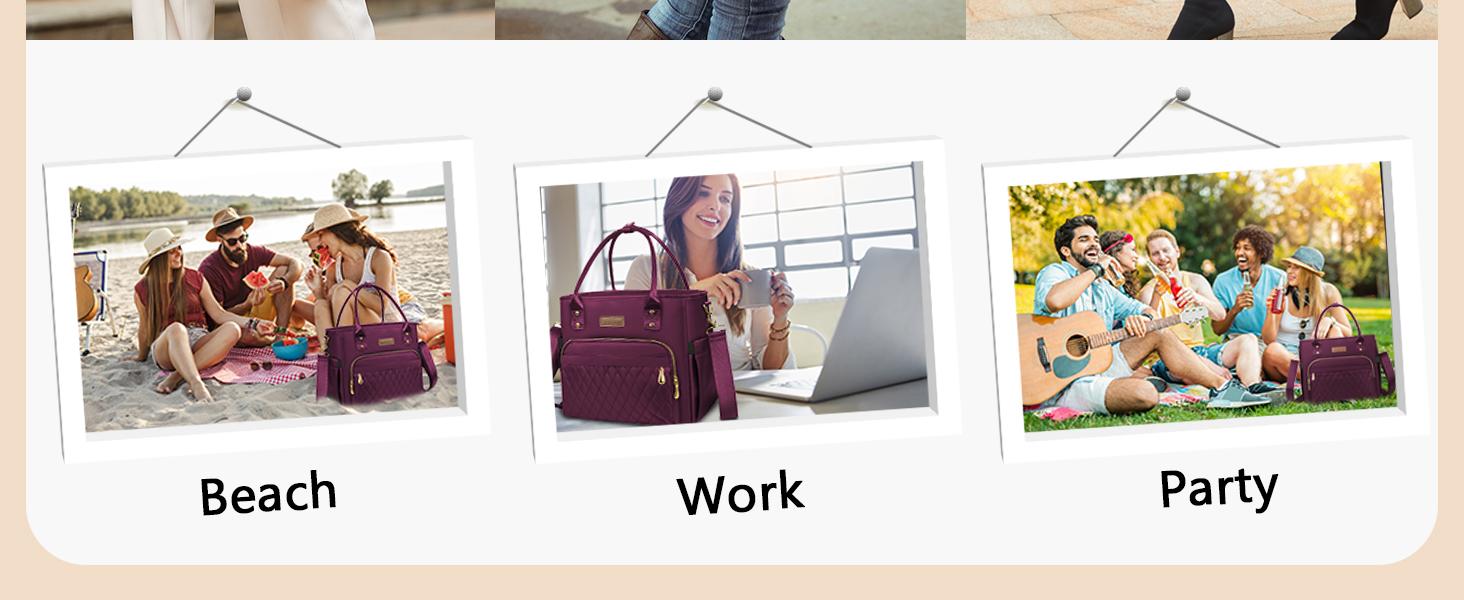 Lunch Bag Lunch Box Women - Leakproof Insulated Lunch Cooler Bag for Women - Large Lunch Tote Bags Adults, Purple