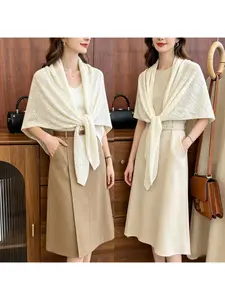 1 ice silk linen large triangle scarf women's silk scarf summer thin shawl with knitted sweater scarf