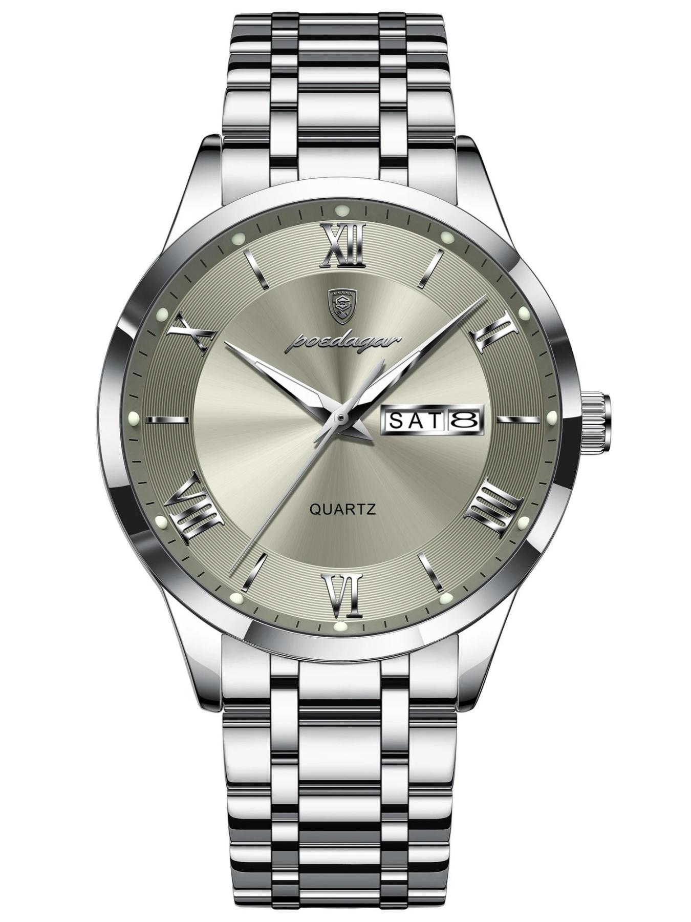 Men's Business Fashion Round Dial Analog Quartz Watch, Fashionable Stylish Watch, Fashion Watch for Party, Daily Clothing Decor, Trendy All-match & Exquisite Watch for Birthday Gift with Box