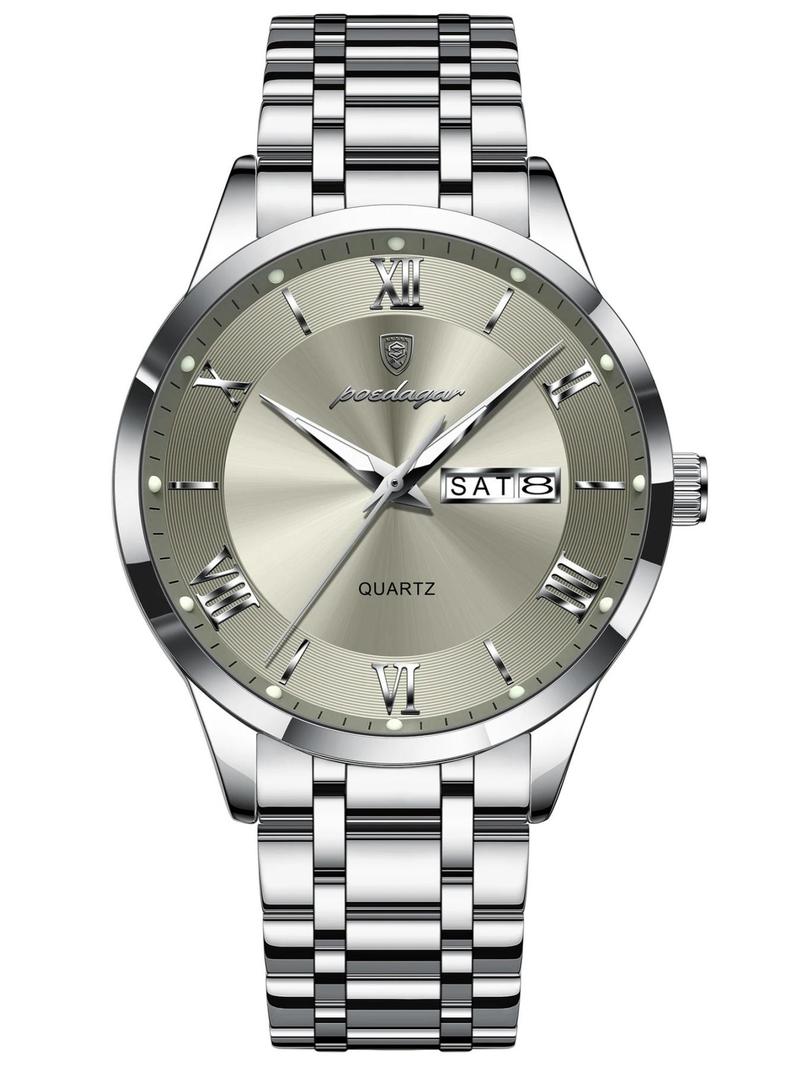 Men's Business Fashion Round Dial Analog Quartz Watch, Fashionable Stylish Watch, Fashion Watch for Party, Daily Clothing Decor, Trendy All-match & Exquisite Watch for Birthday Gift with Box