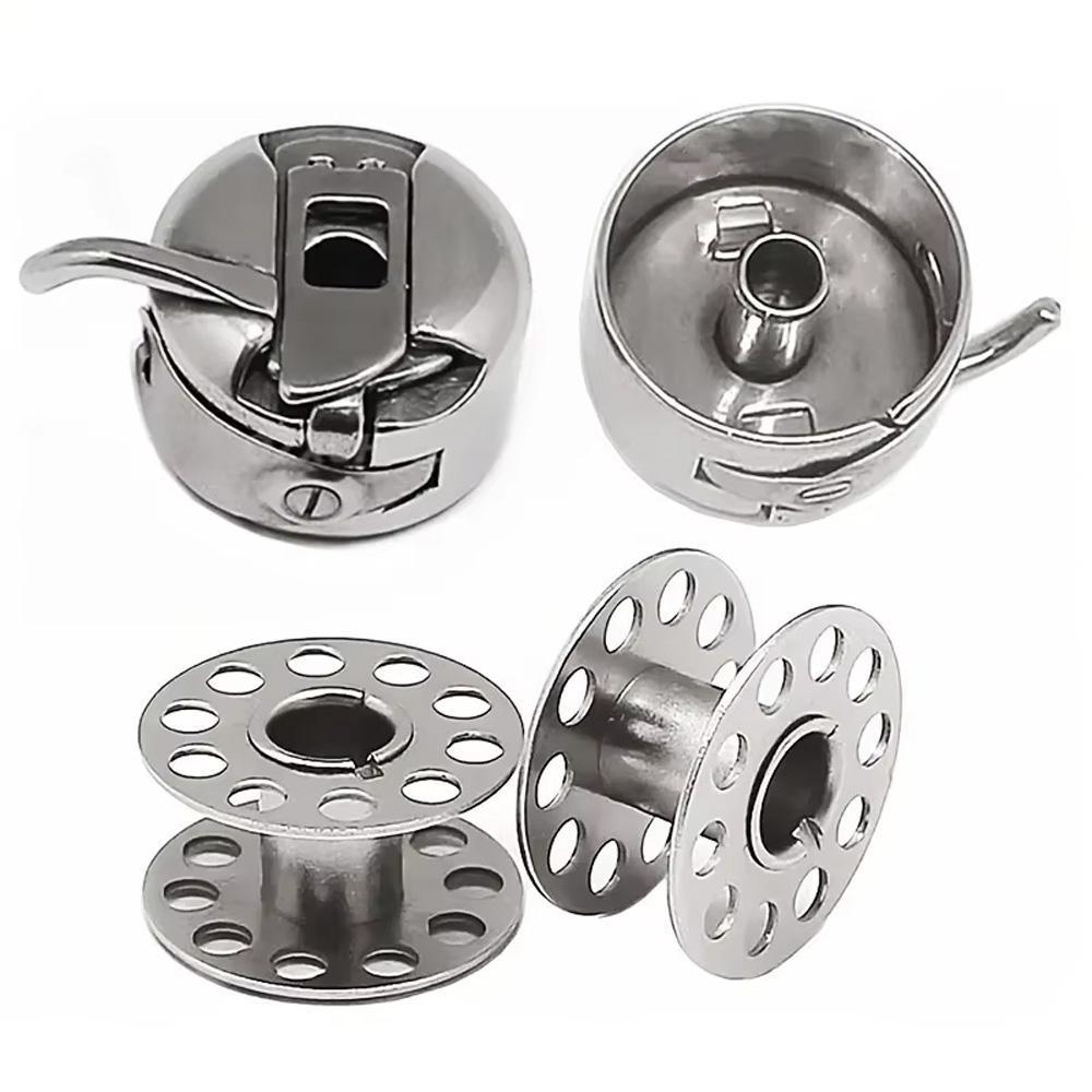 Sewing Machine Bobbin Set, 1 Set Including 1 Count Sewing Machine Bobbin Case & 5 Counts Bobbin, Multifunctional Sewing Machine Accessories for Home Use