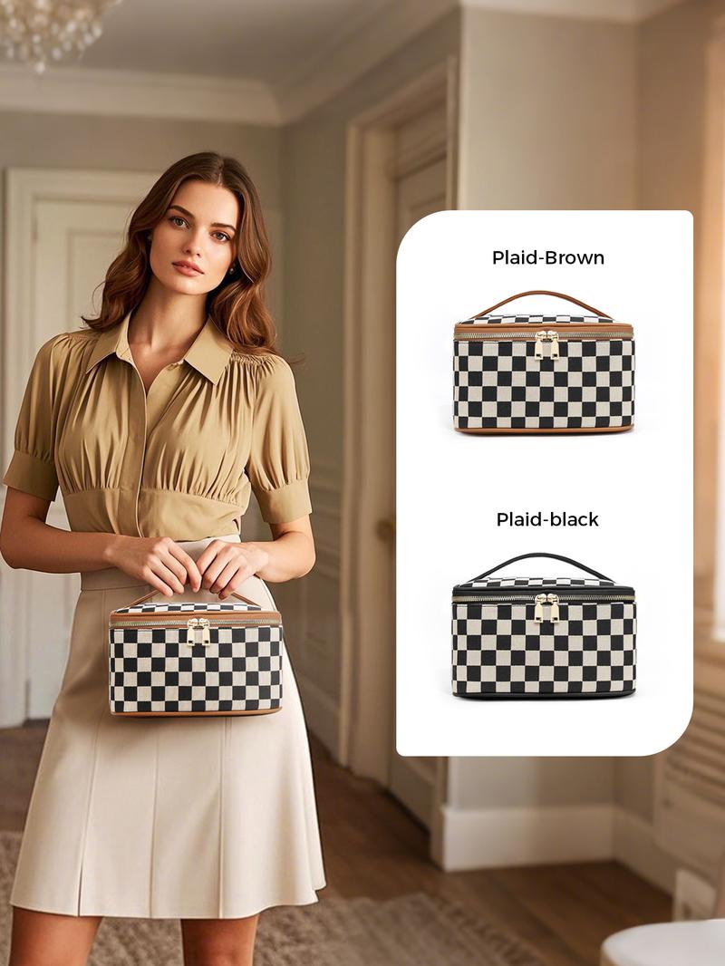 Large Capacity Cosmetic Bag, Portable Zipper Makeup Bag, Cosmetic Travel Bag with Zipper & Carry Handle, Toiletry Case Organizer Storage Pouch, Travel Cosmetic Bags