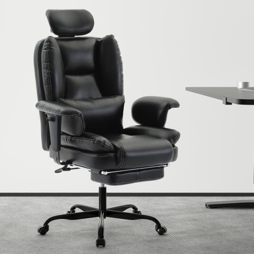 【Bellemave】Office Chair, Big and Tall Executive Office Chair with Footrest, Metal & Wood,Velvet Leather Computer Chair, Ergonomic Reclining Chair High Back, Large Home Office Chair (Black) 【Bellemave】Office Chair, Big and Tall Executive Office Chair with Footrest, Metal & Wood,Velvet Leather Computer Chair, Ergonomic Reclining Chair High Back, Large Home Office Chair (Black)