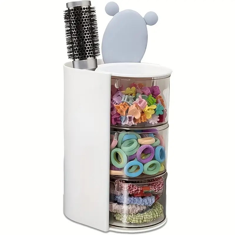 3-Layer Makeup Organizer Box, 180° Rotating Foundation Sponge Holder, Transparent Cosmetic Brush Stand, Beauty Organizer, Gift for Christmas/birthday