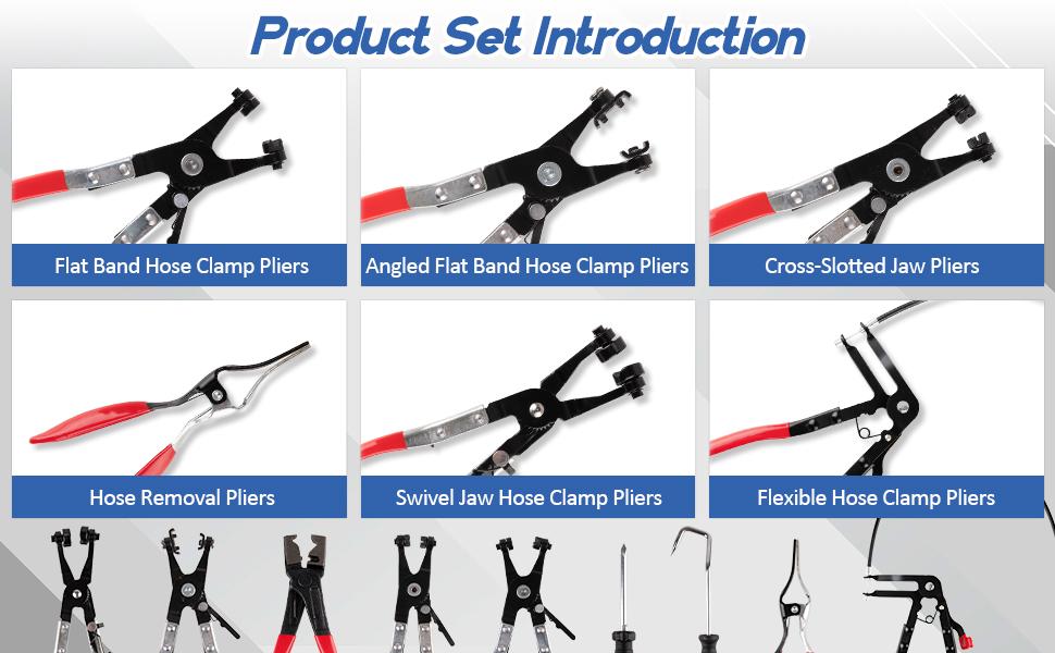 9PCS Hose Clamp Pliers with Radiator Cable-Type Flexible Hose Clamp Pliers for fuel lines, engines and Car Radiator Warmer, Suitable for Removing Clamps on Car Cooling Systems and Hoses