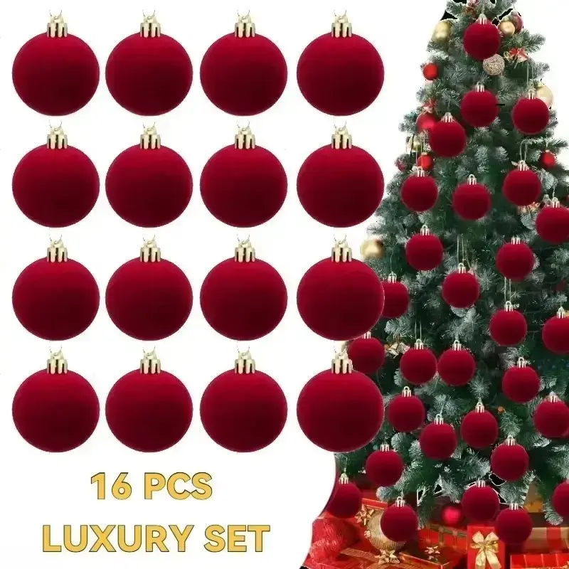 16-Pack Christmas Felt Balls Decor, Velvet Hanging Ornament for Holiday Parties, Christmas Trees, Weddings, Anniversaries