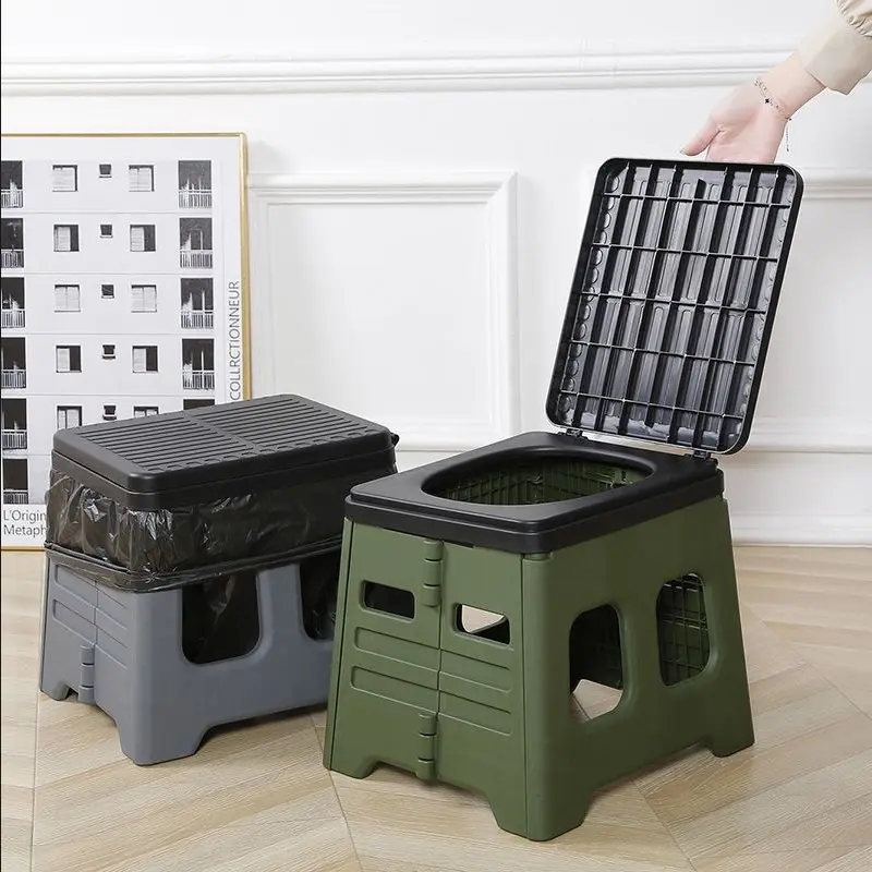 Portable Foldable Car Toilet, Outdoor Travel Emergency Seat, Thickened Stable Toilet Bench, Camping Hiking Mobile Toilet, Home Multi-Function Simple Toilet Stabilized