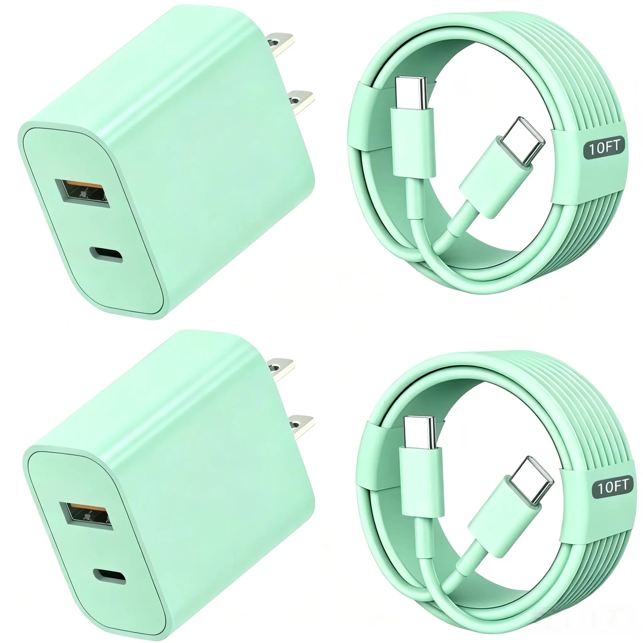 20W USB-C & USB-A Fast Charger with 10FT Cable, PD Wall Charger Block for iPhone 17/16/16 Pro Max/16 Plus/15 Series, iPad Pro/Air/Mini, Samsung Galaxy Fast Charging Adapter