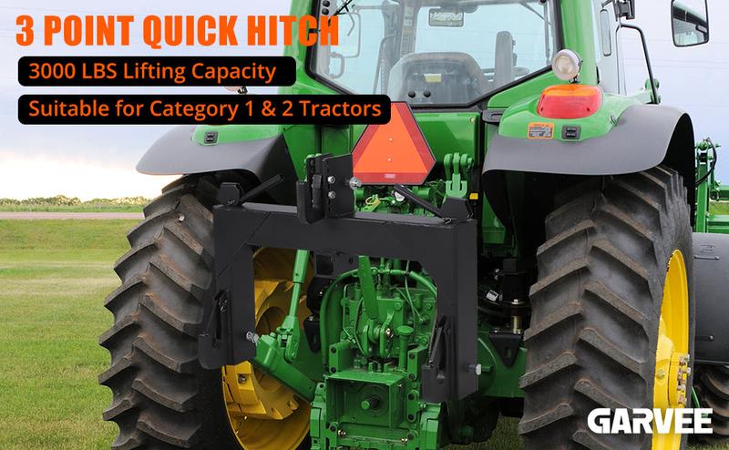 【Black Friday】GARVEE Introducing the GARVEE 3 Point Quick Hitch, designed for tractors with a robust 3000 lbs lifting capacity. Available in vibrant colors, it's perfect for efficient and reliable agricultural tasks.