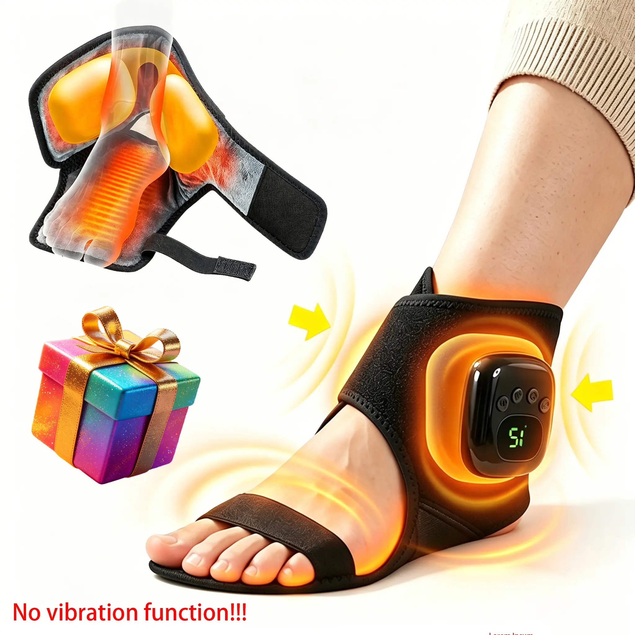 Air Compression Foot Ankle Massager, Cordless Heated Ankle Wrap with 4 Airbag Modes 4 Intensities 3 Heating Levels, Rechargeable Portable Foot Massage Tool for Muscle Relaxation, Gifts