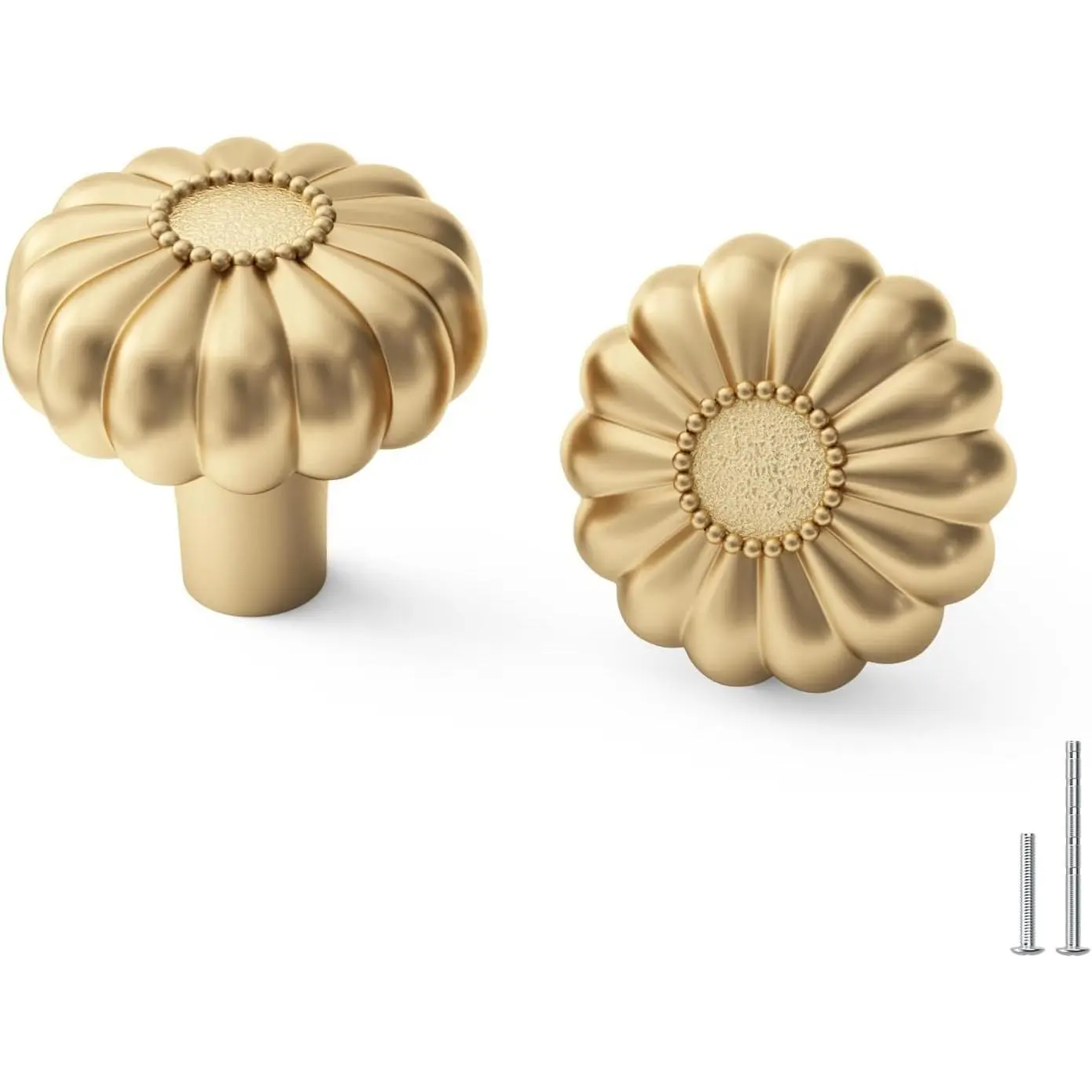 6 Pack Brushed Brass Cabinet Knobs - Vintage Luxury Gold Dresser Drawer Pulls Hardware Handles(Gift)