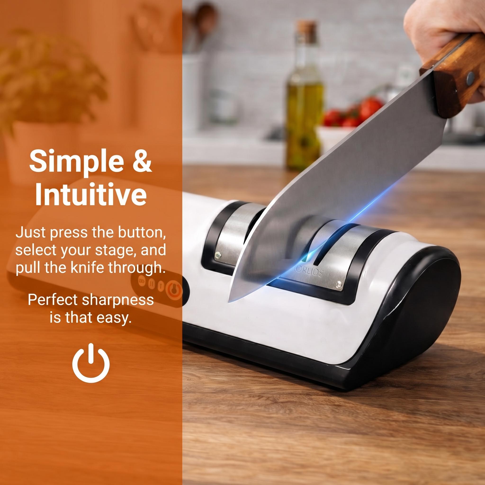 4-Stage Electric Knife Sharpener| Professional Kitchen Knife Sharpening System, Fast & Precise Blade Repair Tool for Home Chefs, Stainless Steel Knives & Daily Use