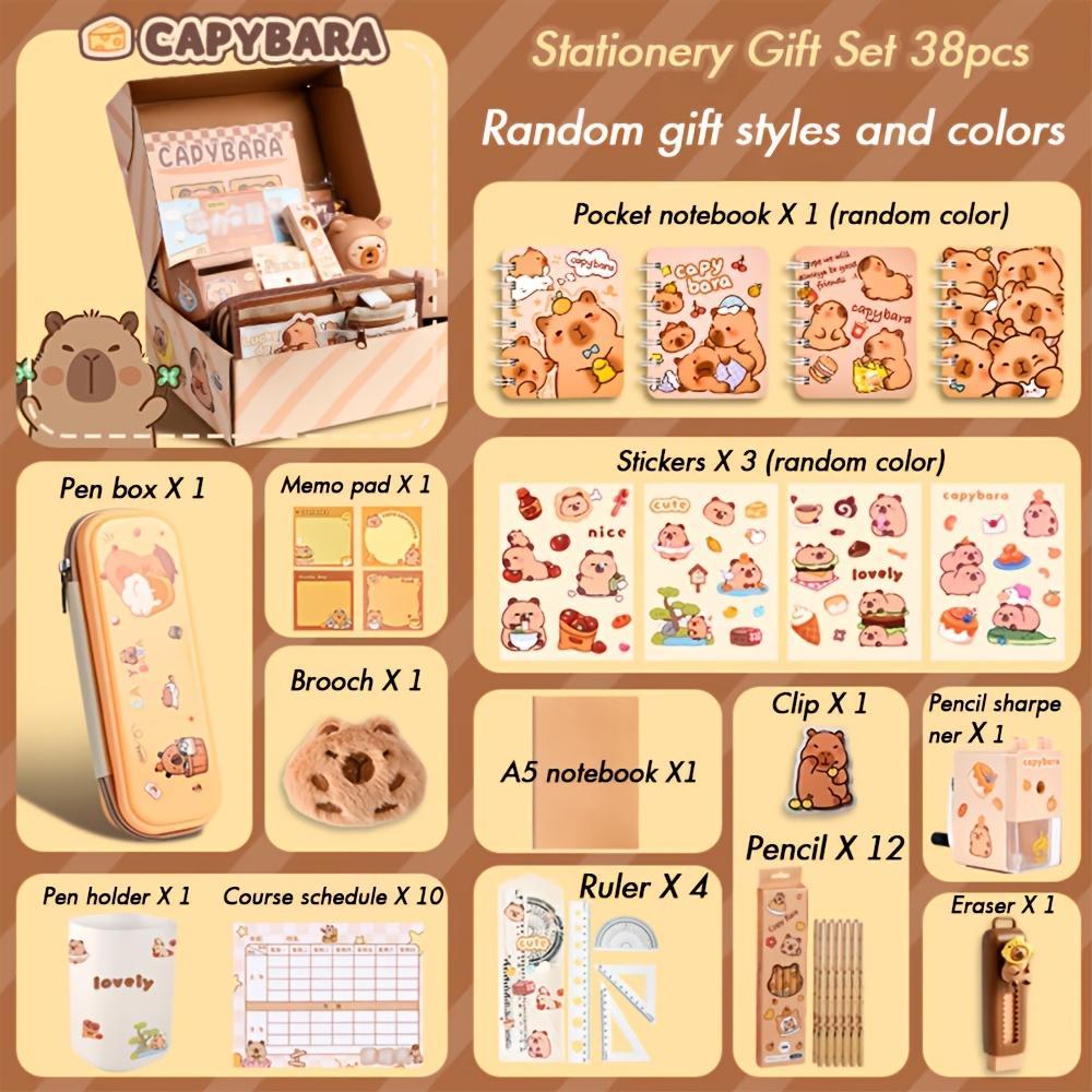 Capybara Themed Cute Stationery Gift Set with Notebook, Fountain Pen, and Accessories, Perfect for Students and Animal Lovers, School Supplies
