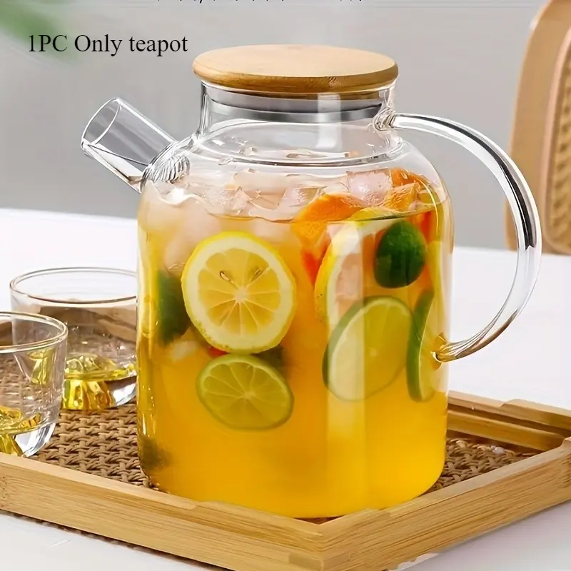 Clear glass teapot with infuser – reusable, microwave-safe, lead-free – round design, suitable for fruit tea, juice, and other beverages – recyclable, heat-resistant – ideal Christmas gift – plain design, hand wash only – Perfect Teapot