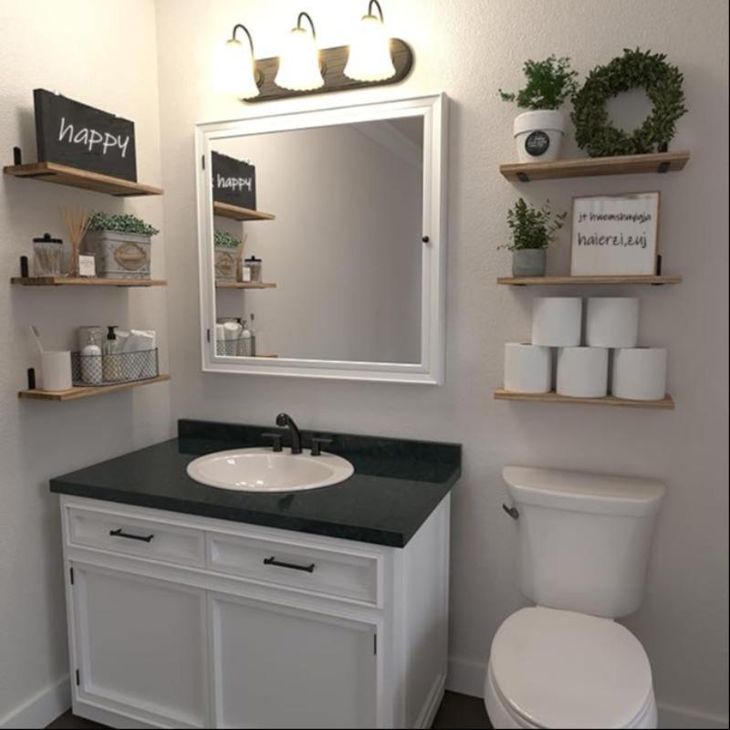 Creative Wall Mounted Shelf, 6 Counts/set Space Saving Wall Shelf, Wooden Wall Shelf, Floating Shelf for Home Living Room Bedroom Bathroom Decor