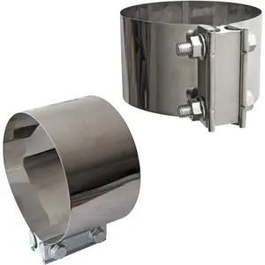 Exhaust Clamps 5 Inch Butt Joint Exhaust Pipe Muffler Clamp Band Stainless Steel Car Pipes System Connection for Cars