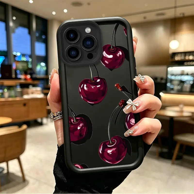 Phone case for iphone 16PROMAX 16PRO 15PROMAX 15PRO 14PROMAX 14PRO 13PROMAX 13PRO 12PROMAX 12PRO 11PROMAX 11PRO Shockproof Enhanced Peotection TPU Glossy Dark Cherry Pattern Phone Case Full cover protection Celestial Eye Layered Phone Case BO-JT-MFRM