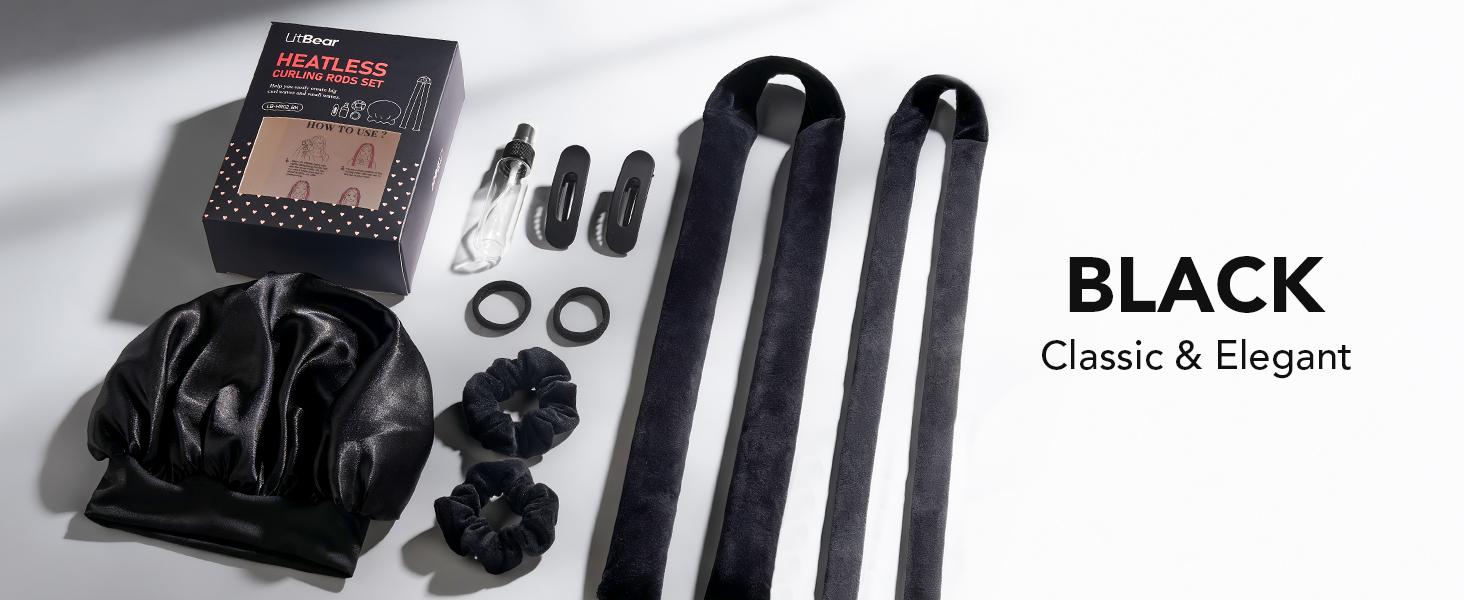 Heatless Curls Overnight, 2 Sizes of Soft Hair Rollers for Women with Bonnet to Sleep In, No Heat Hair Curlers Set with Scrunchies and Clips, for Long and Medium Hair (Pink)