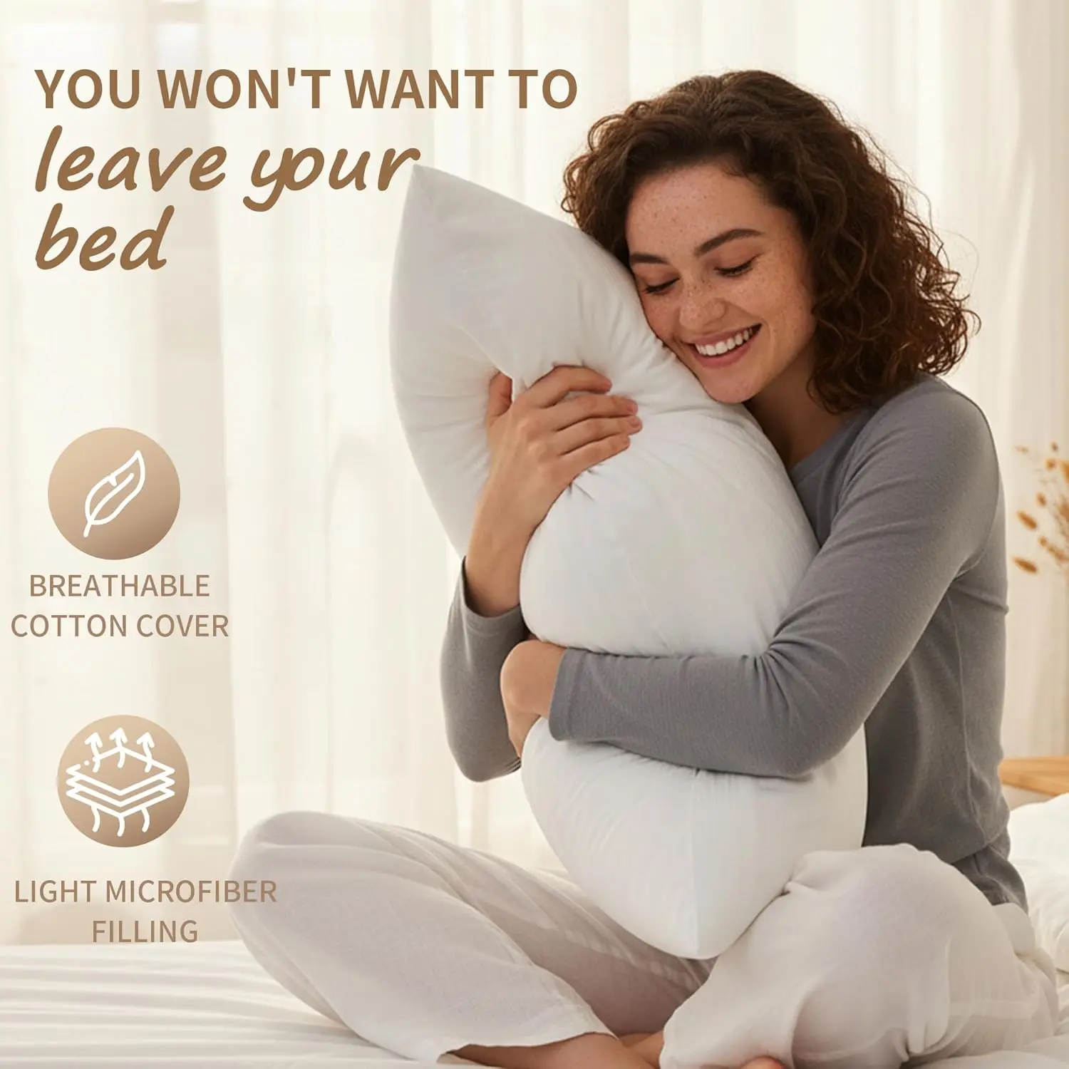 King Size Pillows for Sleeping Set of 2 - Adjustable, Supportive Down Alt. Fiber Fill Bedding Pillows, Hotel-Quality for Side & Back Sleepers, Breathable