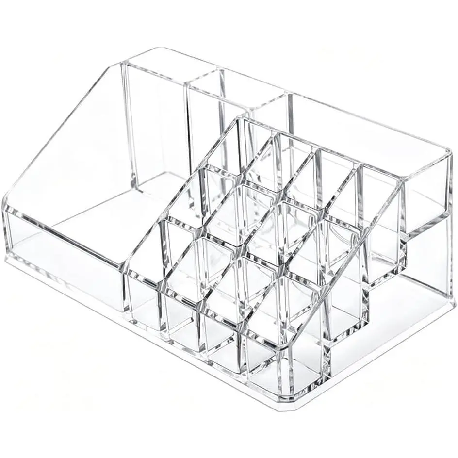 Lipstick Organizer and Storage, 16 Slots Clear Case Display Rack Holder (QX154)