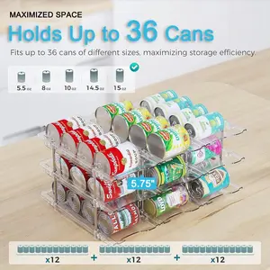 3x3 Transparent Can Organizer Rack, Stackable and Modular Design, Ideal for Kitchen Refrigerator Beverage Beer Storage, Space-Saving Solution