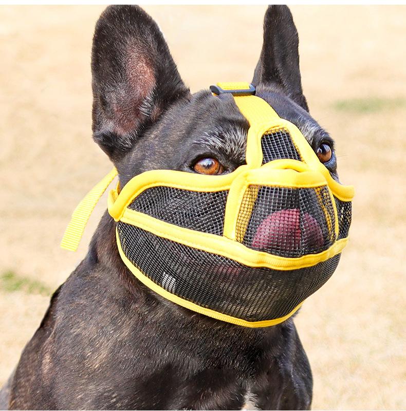 Dog Muzzle, Breathable Pitbull Muzzle, Adjustable Secure Fit, Prevents Biting & Accidental Eating, Perfect for French Bulldogs, American Bullies & Short-Snouted Breeds, Durable Mesh Dog Mouth Cover for Training, Walking & Grooming, Anti-Chew Dog Snout Gua