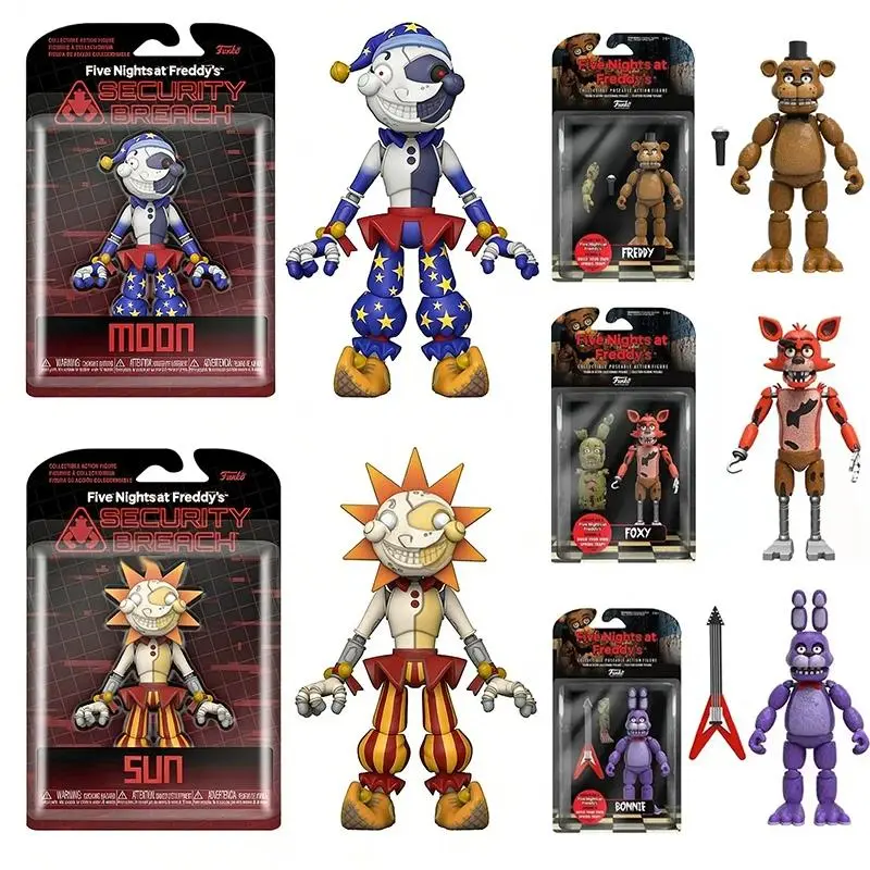 14cm FNAF Figures SUN & MOON Joker Freddy Bonnie Foxy Chica Fazbear Bear Action Figure Movable Figurine Dolls Toys