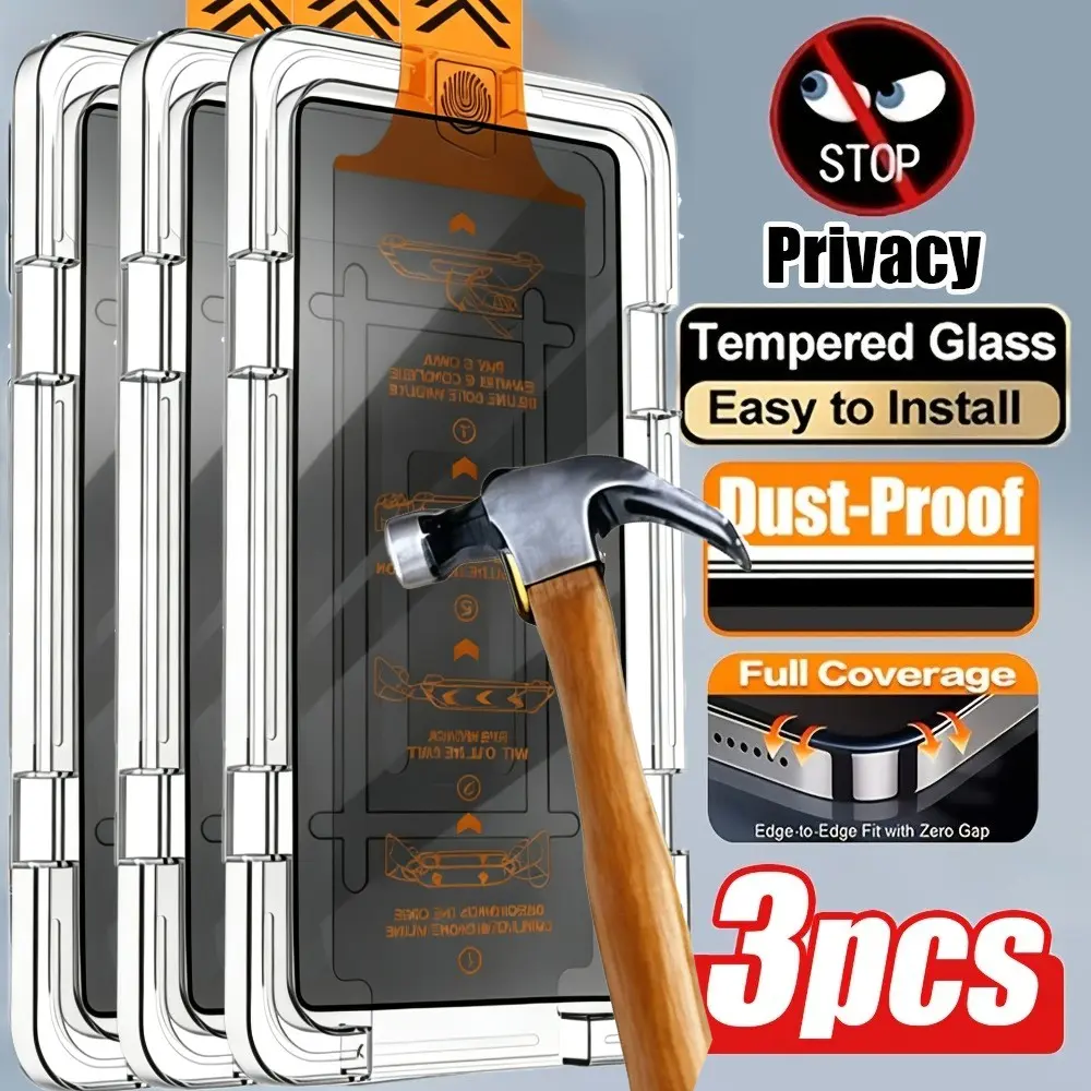 Samsung A35 A36 A37 Privacy Tempered Glass Screen Protector, Screen Cover, 3-Pack, Anti-Glare, Bubble-Free, Easy Installation, Auto Dust Removal
