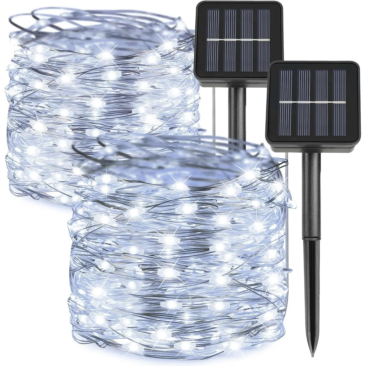 Solar Fairy Lights Outdoor, 2Pack 200 LED 66FT White Twinkle Solar String Lights, 8 Modes  for Garden Tree Christmas Decorations