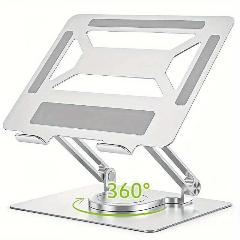 Adjustable laptop stand with 360° rotating base – ergonomic, foldable laptop holder